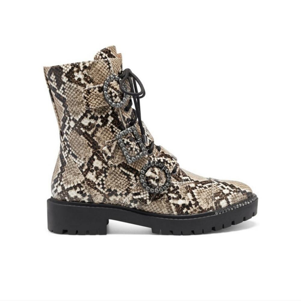 JESSICA SIMPSON NWT WOMENS KIRLAH BUCKLE STRAP LUG SOLE COMBAT BOOTS - Picture 2 of 8